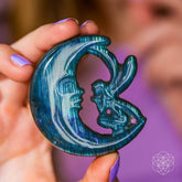Labradorite crystal heart carving titled "I Am Reborn" by Conscious Items, symbolizing transformation and renewal.