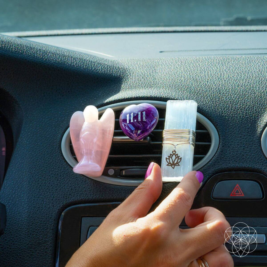 Conscious Items I Am Very Lucky 11:11 Blessed Car Crystal Kit with various healing crystals for positive energy.