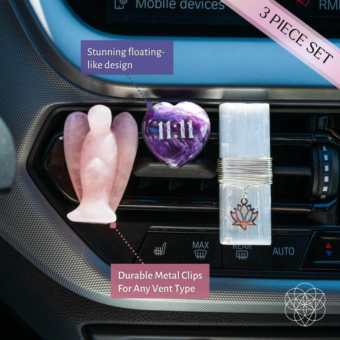 Conscious Items I Am Very Lucky 11:11 Blessed Car Crystal Kit with various crystals for positive energy and good luck.