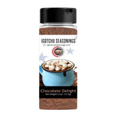 Chocolate Delight limited edition holiday chocolate treat from Igotchu Seasonings, 5.5 oz, with rich, smooth chocolate surface.
