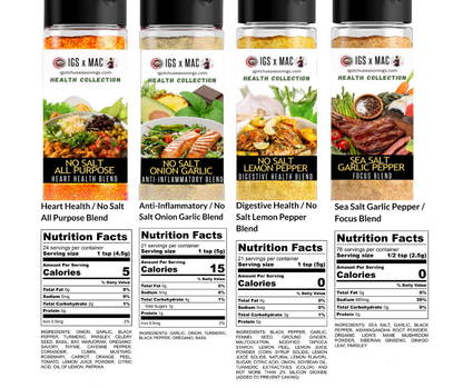 Igotchu Seasonings 8 oz Health Collection Collab Bundle with assorted spice jars and packaging on a white background.