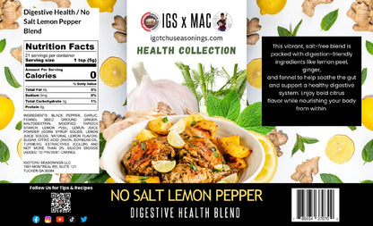 Igotchu Seasonings Digestive Health label on the 8 oz Health Collection Collab Bundle packaging.