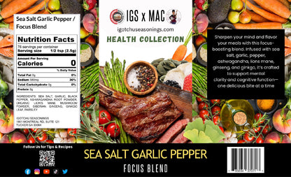 Igotchu Seasonings Health Collection Collab Bundle label showing 8 oz spice blend with natural ingredients and colorful branding design.
