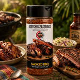 Igotchu BBQ Seasoning container with label, showcasing a flavorful blend of spices for grilling and barbecuing.