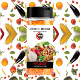 Igotchu Low Sodium All Purpose Seasonings in a clear bottle, featuring a white and green label with spices inside.