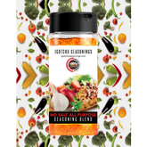 Igotchu No Salt All Purpose Seasoning jar showing the label with black and white design, versatile seasoning for various dishes.