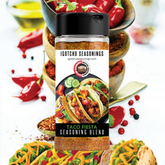 Igotchu Taco seasoning in a jar, featuring a colorful label with spices and herbs, perfect for adding flavor to tacos and Mexican dishes.