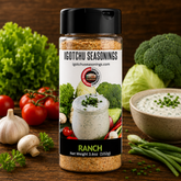Igotchu Ranch seasoning in a jar, featuring a creamy ranch spice blend with herbs and spices, perfect for salads and snacks.