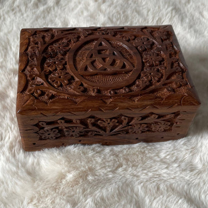 Triquetra Carved Wooden Box