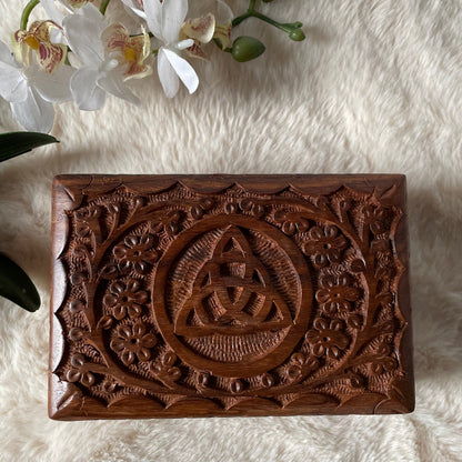 Triquetra Carved Wooden Box