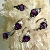 Evermore Everlasting amethyst ring with a purple gemstone set in a sleek silver band.