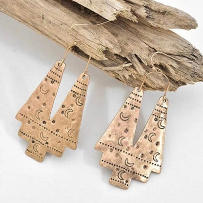 Hammered Aztec Moon Earrings