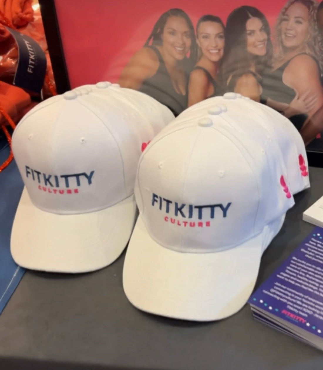 Fitkitty Logo baseball cap, black hat with white Fitkitty Culture logo, casual sporty accessory for women or men.