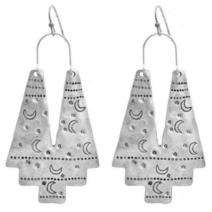 Hammered Aztec Moon Earrings