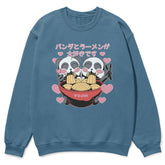 Cute Ramen Pandas sweatshirt by Yūjin Clothing featuring playful panda and ramen noodle design on soft fabric.