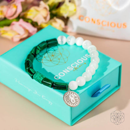 Infinite Triumph - Malachite &amp; Selenite Success Bracelet