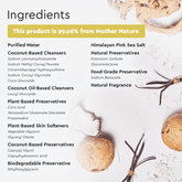 Puracy acidified, pH balanced body wash with natural ingredients, shown with ingredient list on a white background.