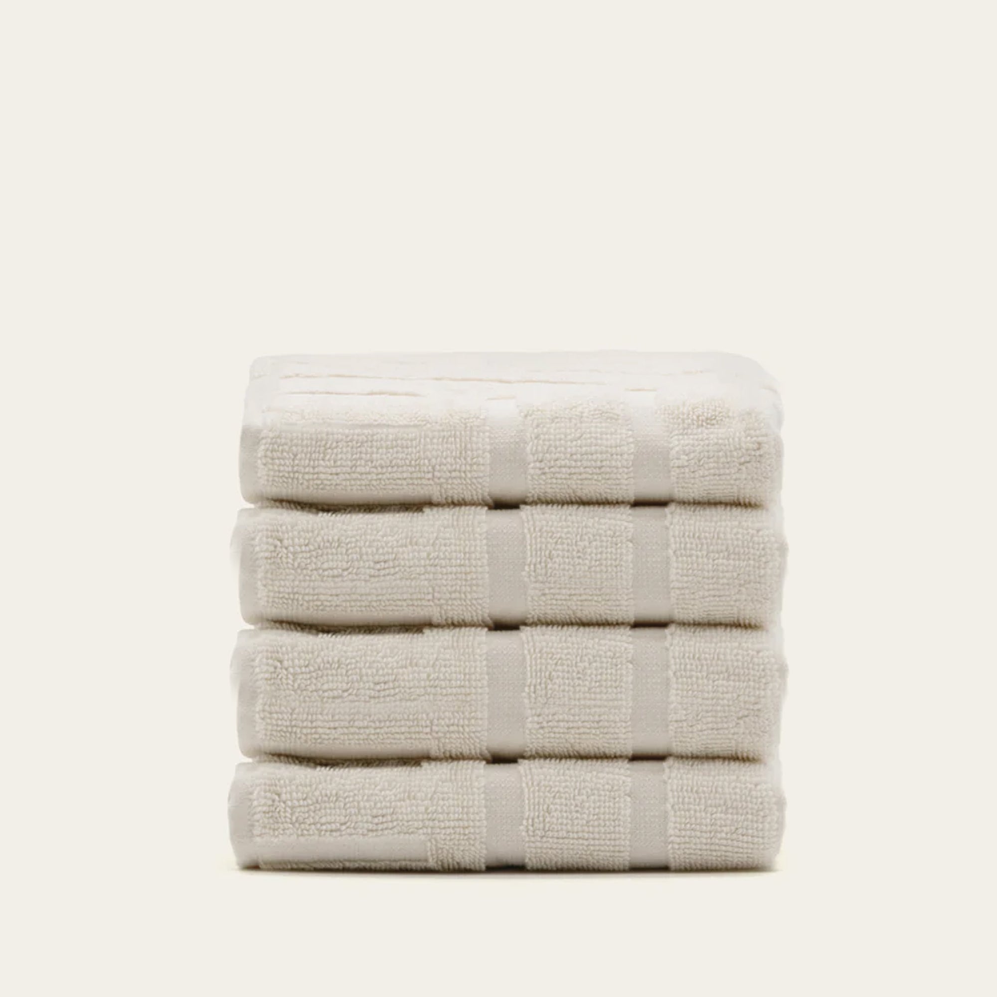 Set of four Capri Australian cotton bath washcloths in ecru, soft and absorbent for home use by Italic.