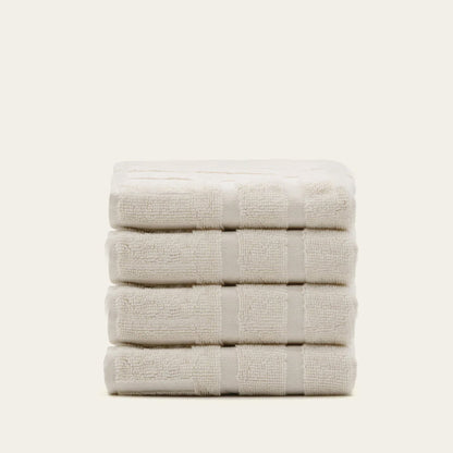Set of four Capri Australian cotton bath washcloths in ecru, soft and absorbent for home use by Italic.