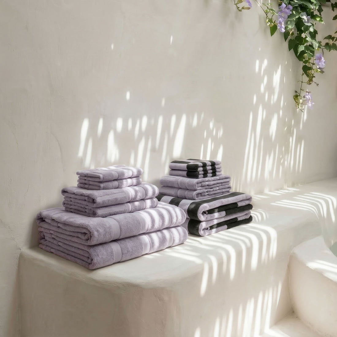 Set of Shadmoor Australian Cotton Towels by Italic, featuring a family-sized home bath towel set in a soft Provence color.
