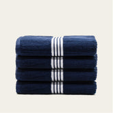 Soft Nautilus Australian Cotton bath towel by Italic, showing plush, white terry cloth with a textured border.