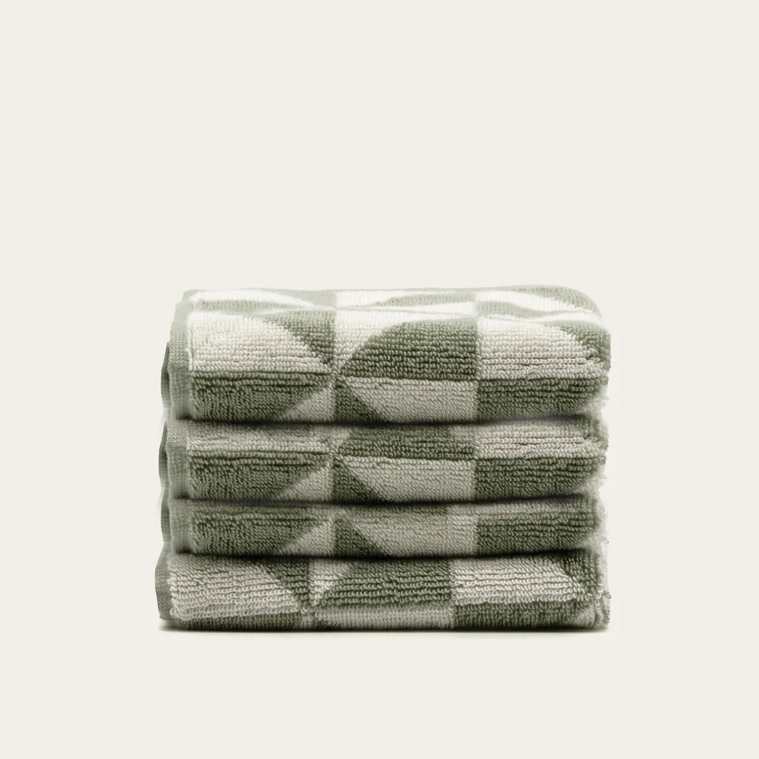 Set of four Umbra Australian Cotton bath washcloths in sage green, soft and absorbent for home bath use by Italic.