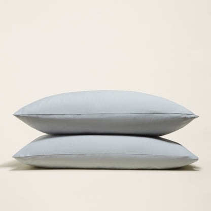 Luxe Australian sateen pillowcase set from Italic, soft and smooth bed pillowcases with elegant stitching, in a neutral color.