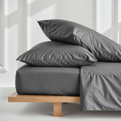 Set of two Luxe Australian Sateen pillowcases from Italic, soft and smooth bed pillow covers in a neutral color.