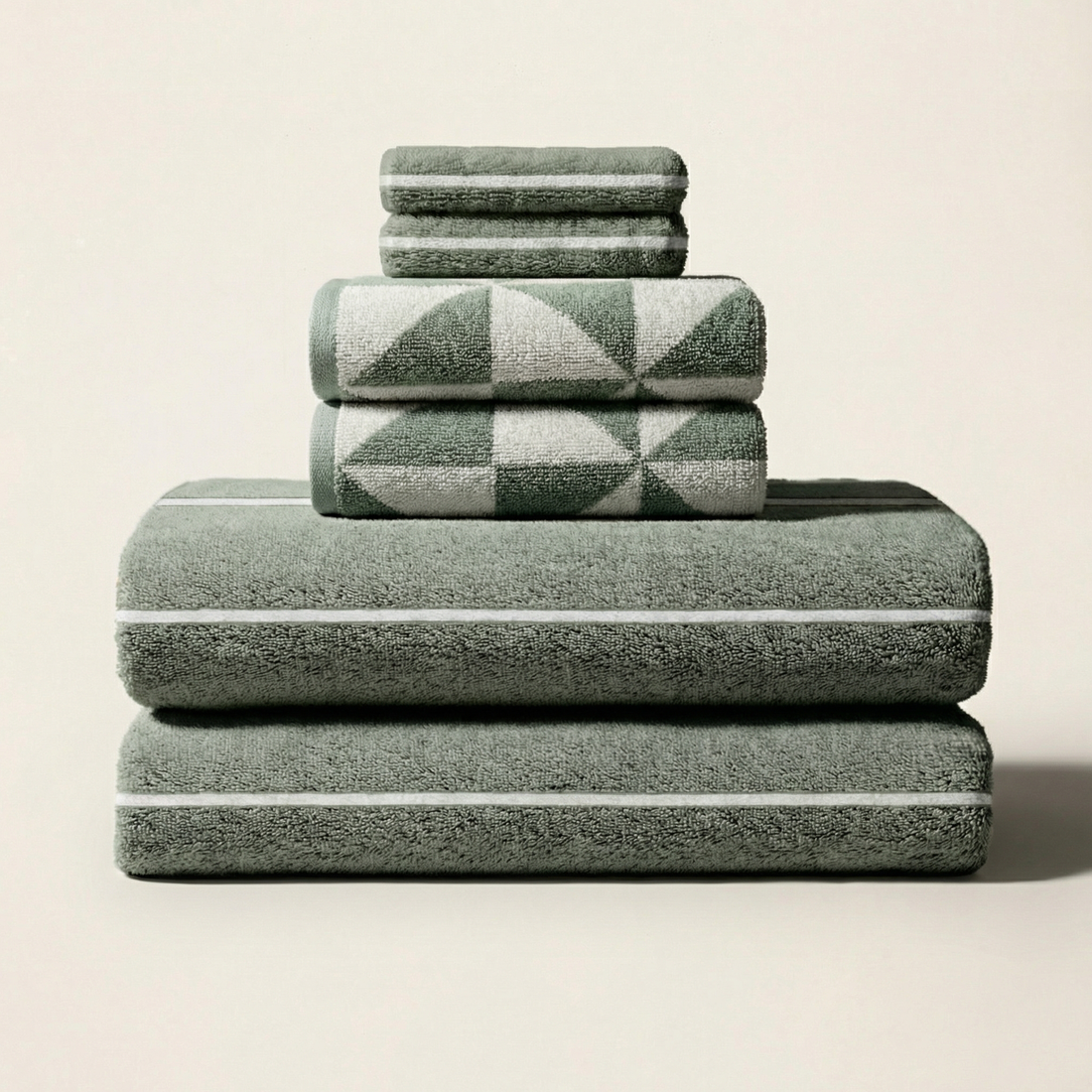 Set of Deia Australian cotton towels from Italic, soft and plush, displayed in a neutral color for home bed or bath use.