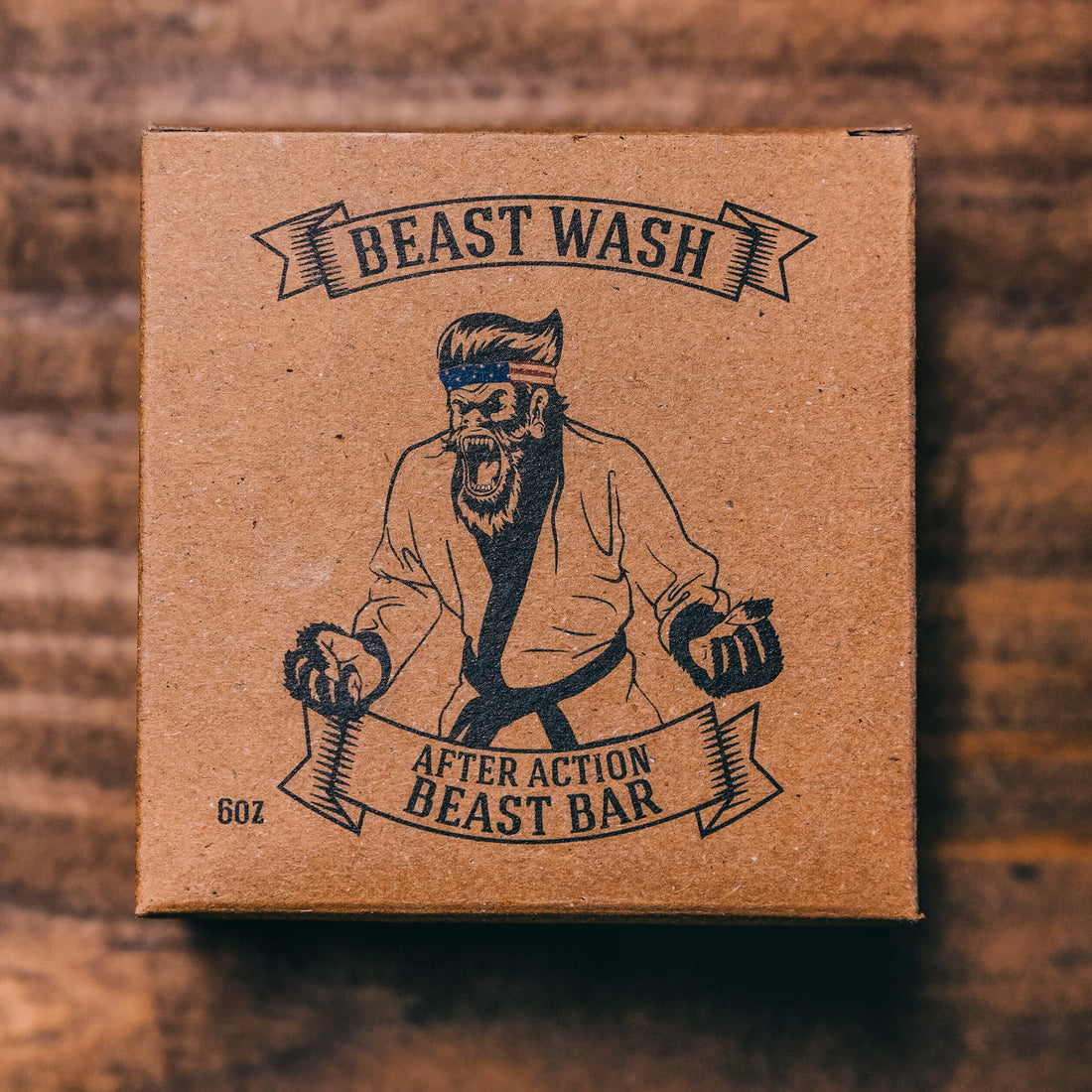 Johnny Slicks After Action Beast Bar soap, natural bar soap with rugged packaging, ideal for cleansing and invigorating skin.