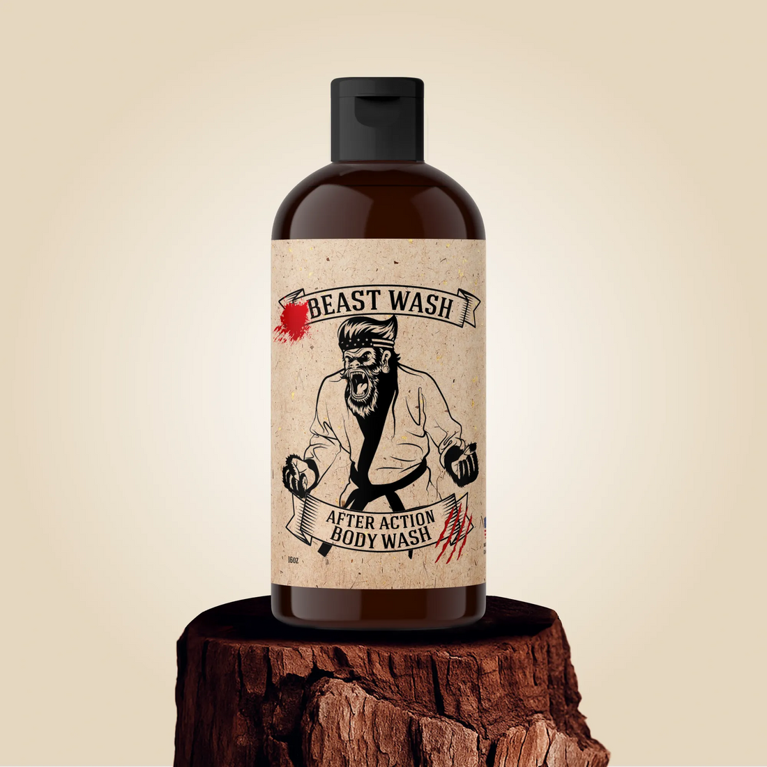 Johnny Slicks After Action Body Wash bottle with label, featuring a sleek design and natural ingredients on a white background.