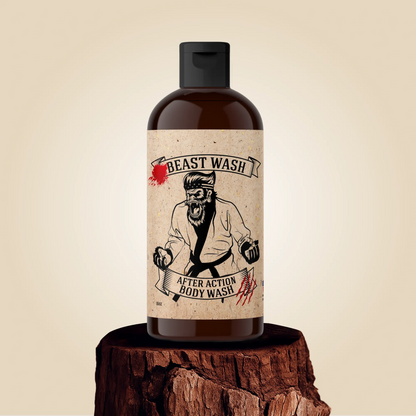 Johnny Slicks After Action Body Wash bottle with label, featuring a sleek design and natural ingredients on a white background.
