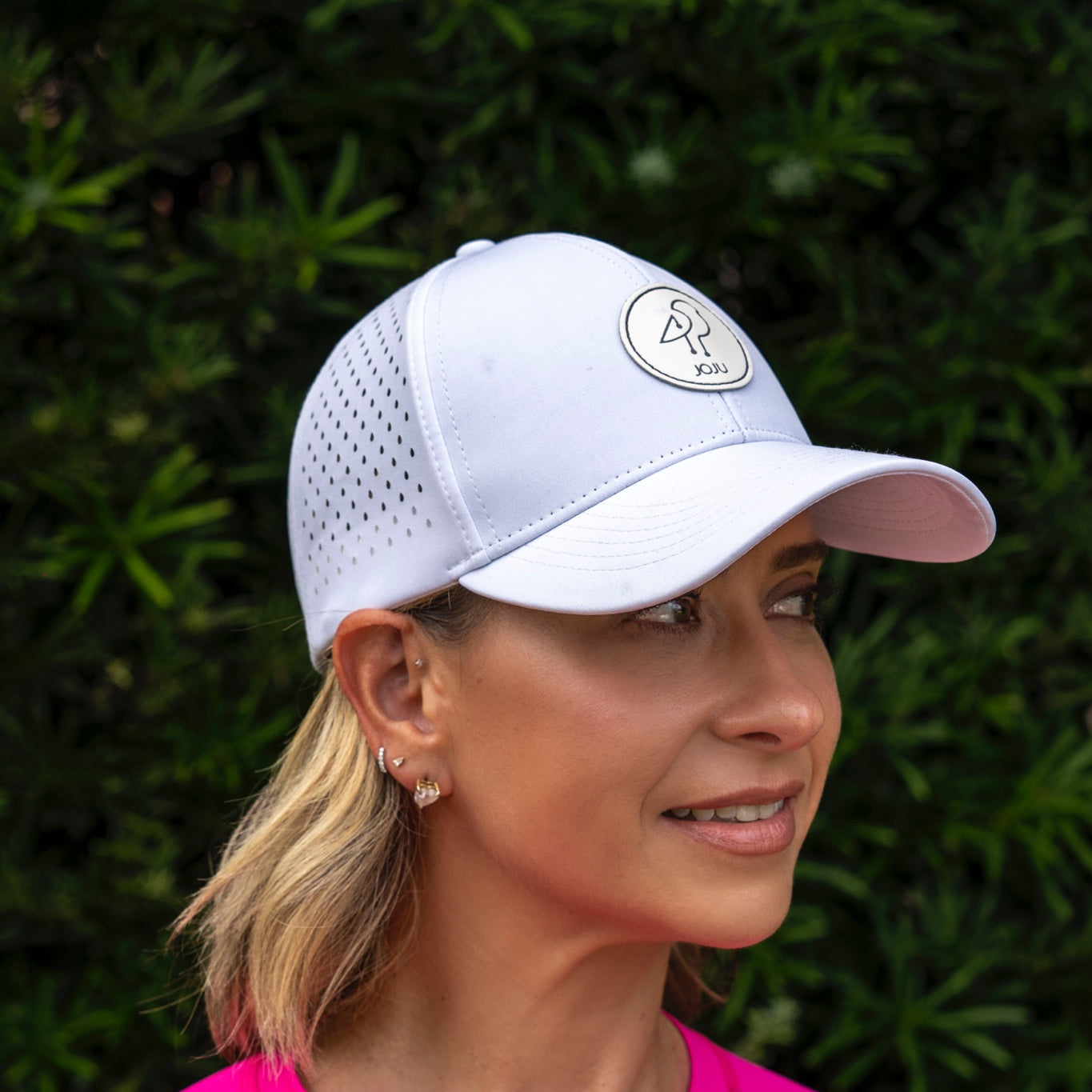 White JOJU Performance UV Protective Sport Cap with ventilation, designed for outdoor activities and sun protection.