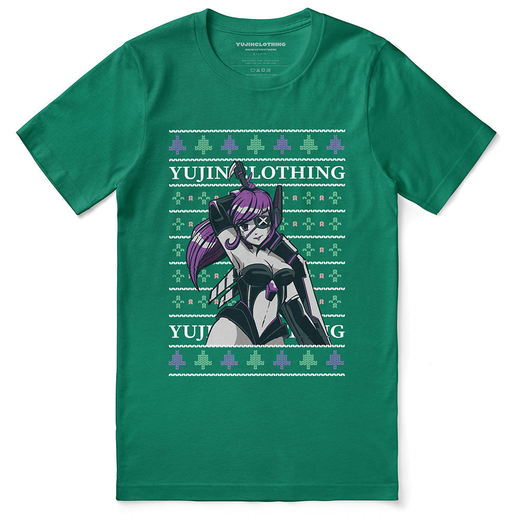 Yūjin Clothing Cypher Girl Christmas T-Shirt featuring festive holiday design on a comfortable casual tee.