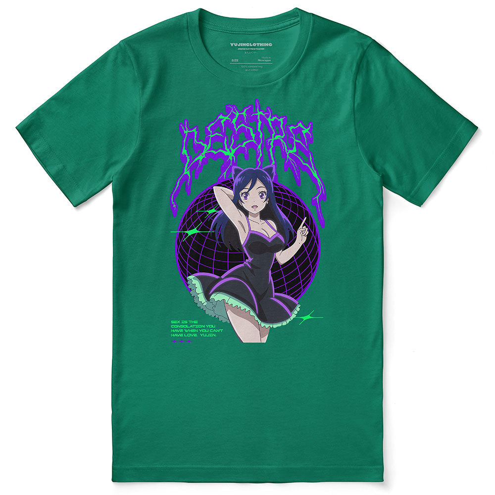 Yūjin Clothing Deep Desire T-Shirt featuring a comfortable fit and stylish design, showcased on a neutral background.