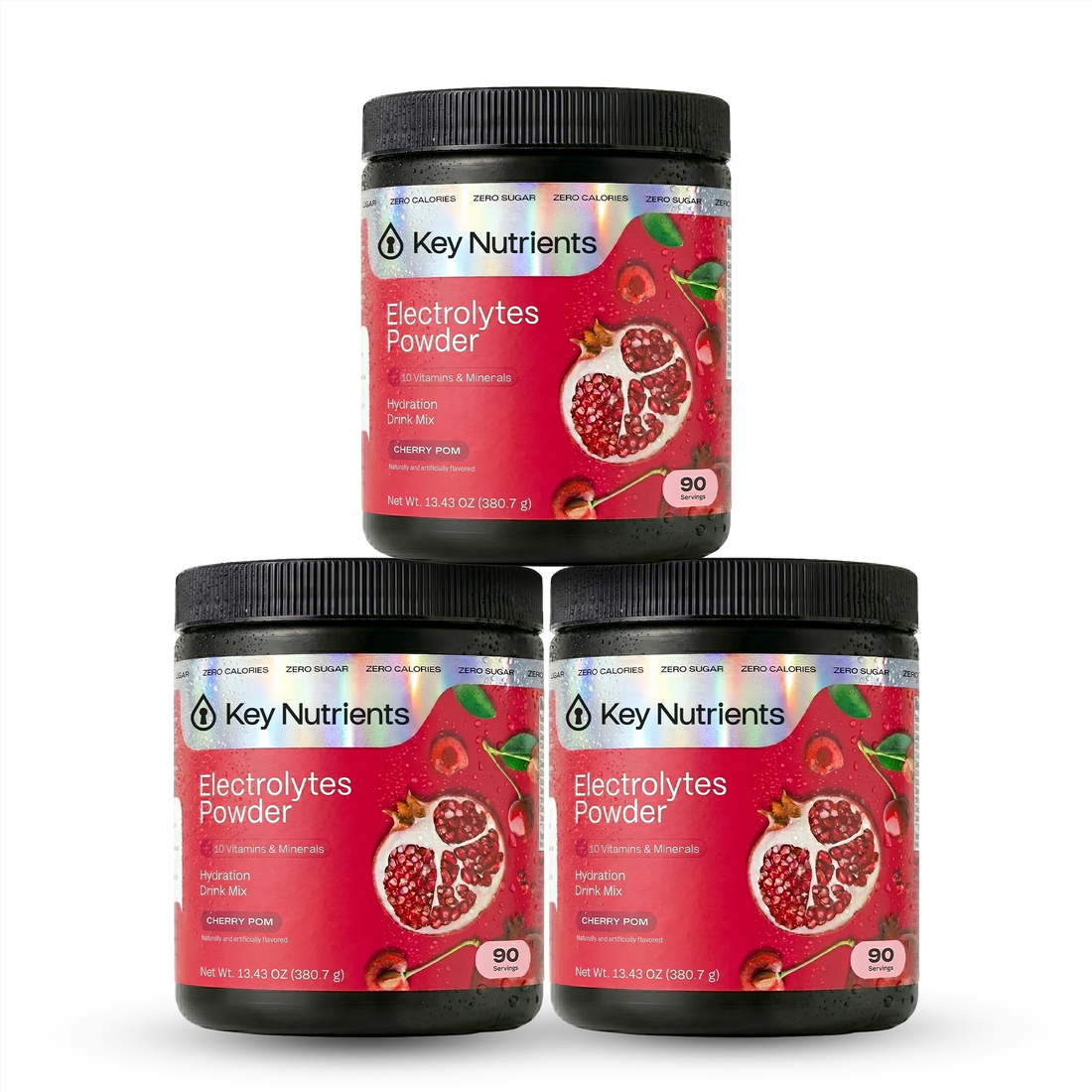 Key Nutrients electrolyte recovery plus powder in lemonade flavor, sugar-free electrolyte supplement in a resealable container.