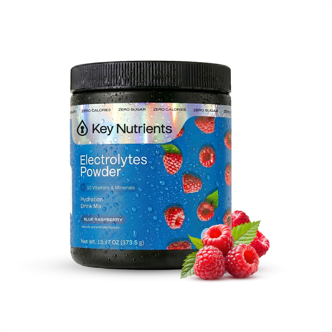 Key Nutrients Electrolyte Recovery Plus Powder in Lemonade flavor, sugar-free electrolyte powder for hydration, 90 servings.