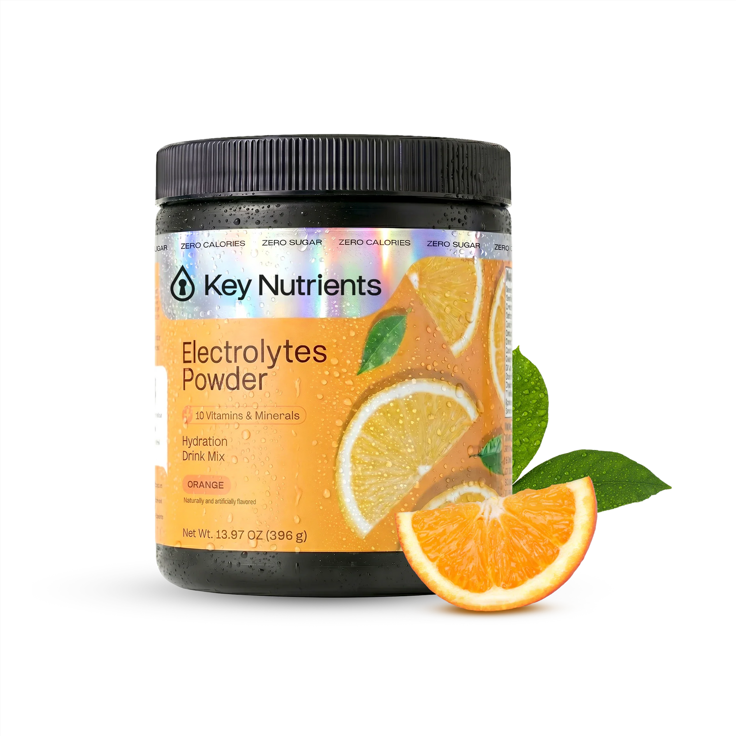 Key Nutrients Electrolyte Recovery Plus Powder in orange flavor, sugar-free electrolyte powder for hydration and recovery.