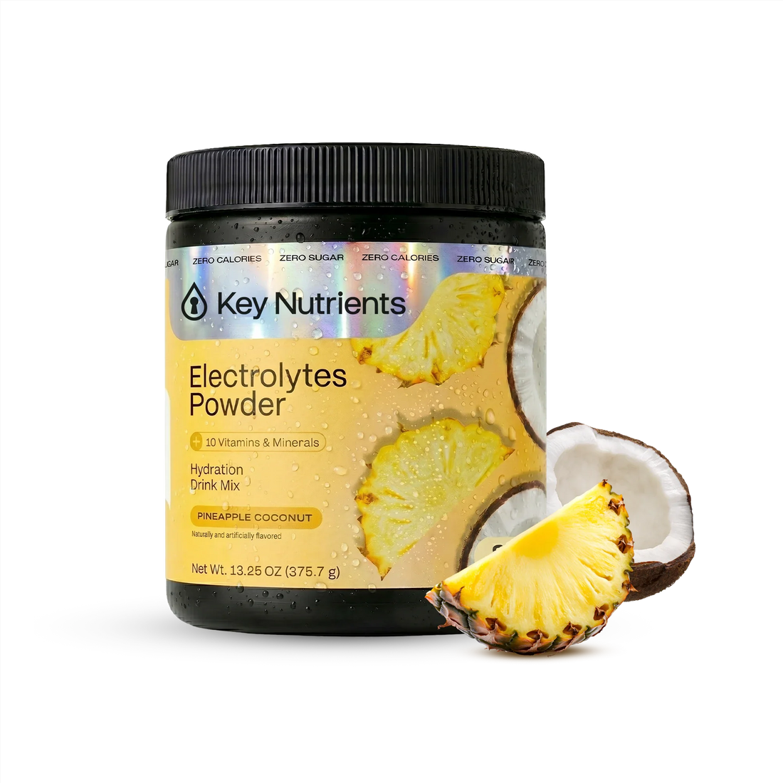 Key Nutrients Electrolyte Recovery Plus Powder in Lemonade flavor, sugar-free electrolyte powder for rehydration, 90 servings.