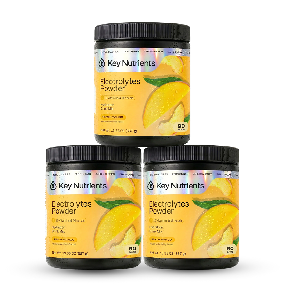 Key Nutrients Electrolyte Recovery Plus Powder in Lemonade flavor, sugar-free electrolyte powder for hydration, 90 servings.