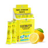 Packet of Key Nutrients Electrolyte Recovery Plus Powder in Lemonade flavor, sugar-free, 20-pack for hydration and electrolyte replenishment.