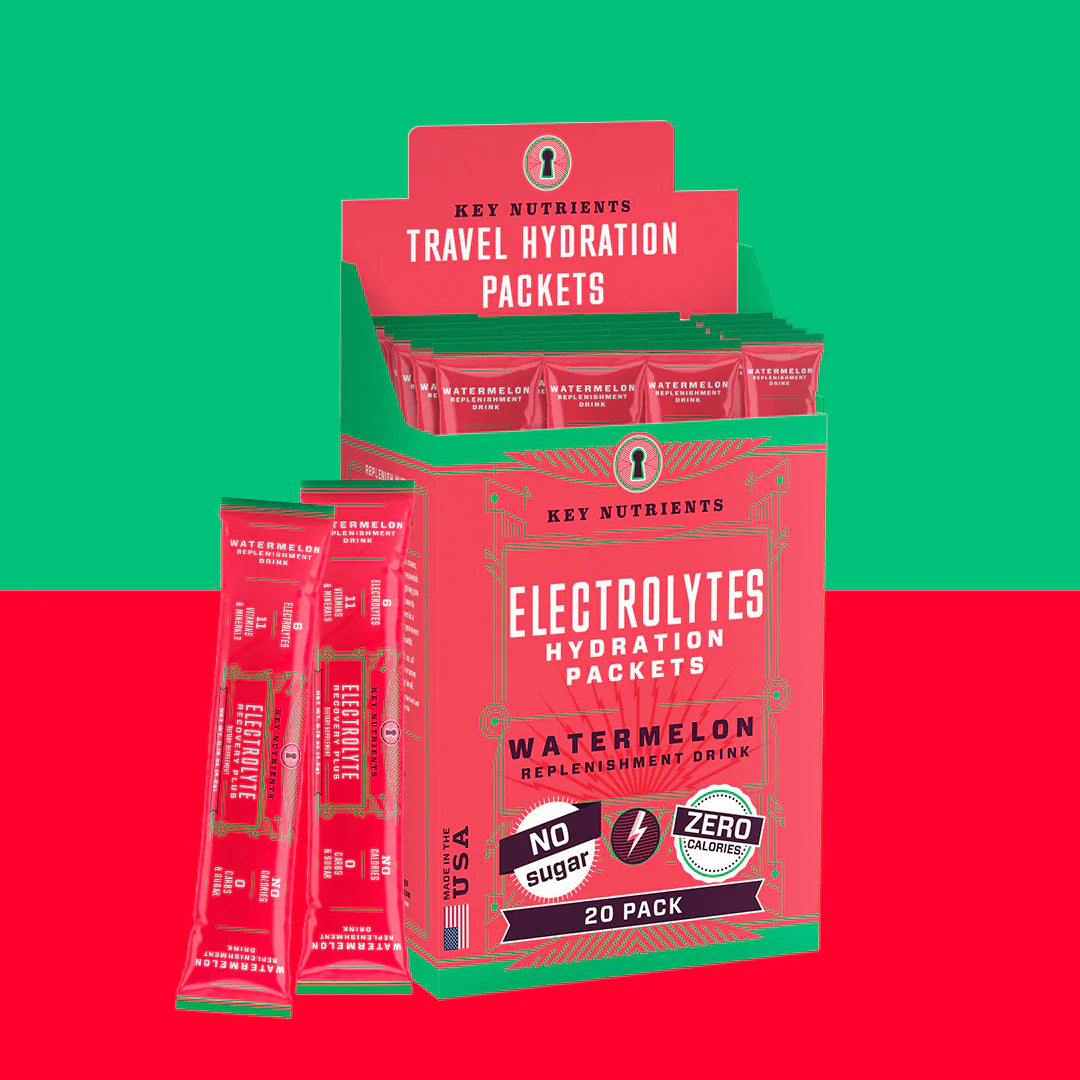 Key Nutrients electrolyte recovery plus powder in lemon flavor, sugar-free electrolyte mix for hydration and replenishment.