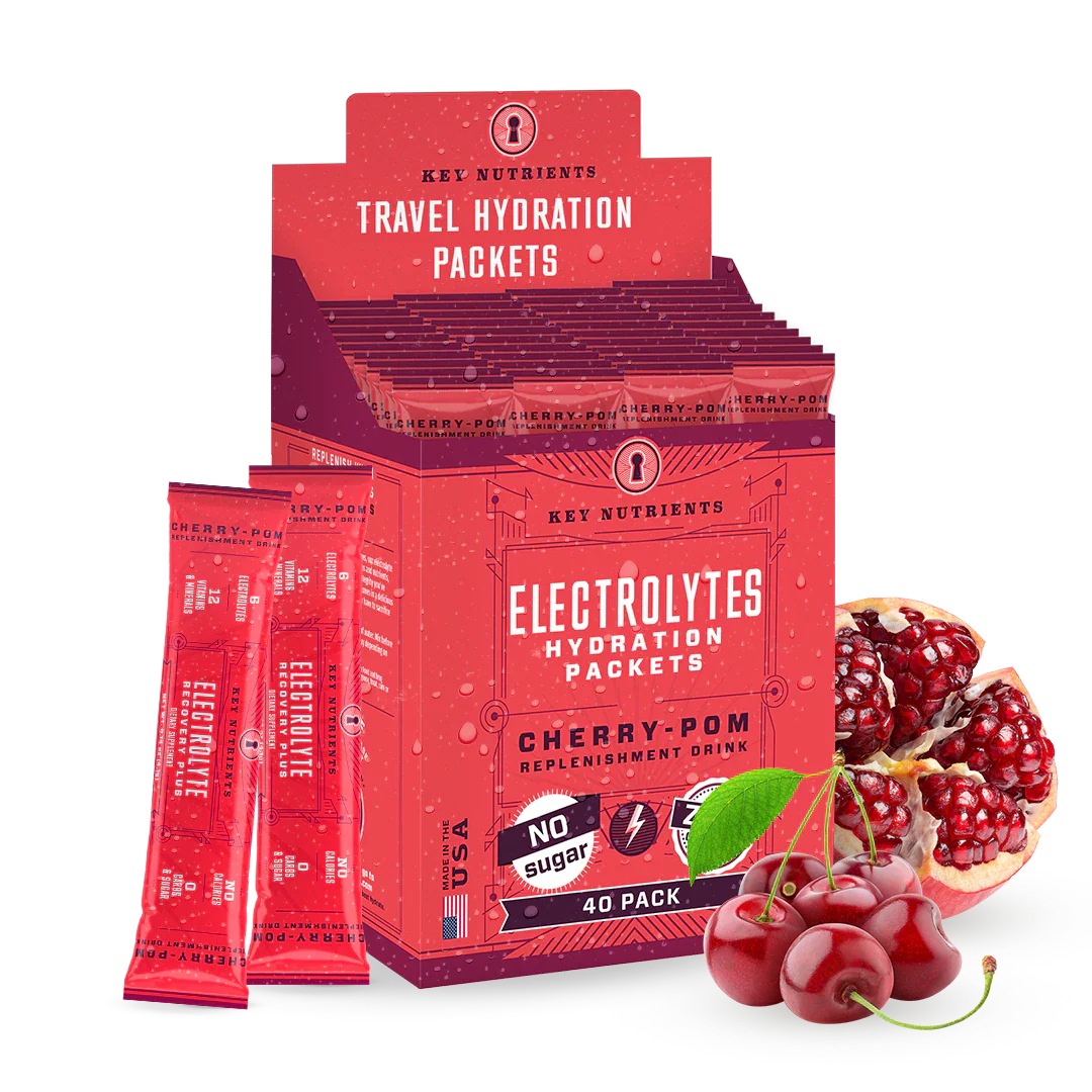 Key Nutrients Electrolyte Recovery Plus Lemonade Powder, sugar-free electrolyte supplement in a 90-serving container.