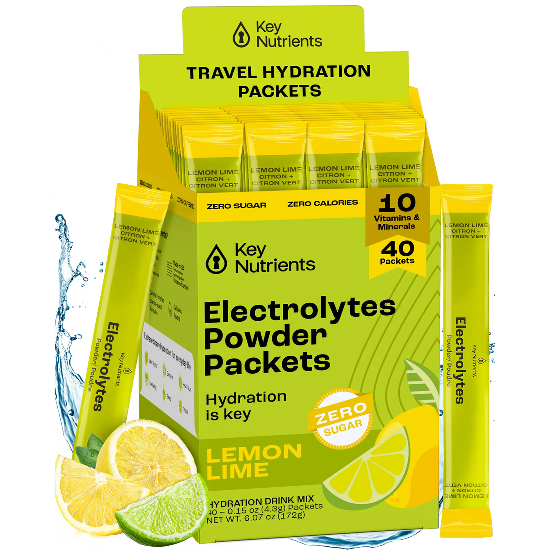 Key Nutrients Sugar-Free Electrolyte Recovery Plus Powder in Lemonade flavor, 90 servings, mineral and electrolyte drink powder.