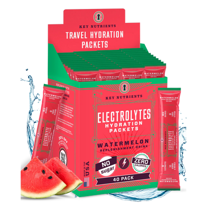 Key Nutrients Electrolyte Recovery Plus Powder in watermelon flavor, sugar-free electrolyte powder for rehydration.