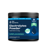 Key Nutrients Electrolyte Recovery Plus Powder in Lemonade flavor, sugar-free electrolyte powder for hydration, 90 servings.