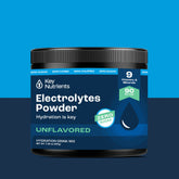 Key Nutrients Electrolyte Recovery Plus Powder in Lemonade flavor, sugar-free electrolyte powder for hydration, 90 servings.