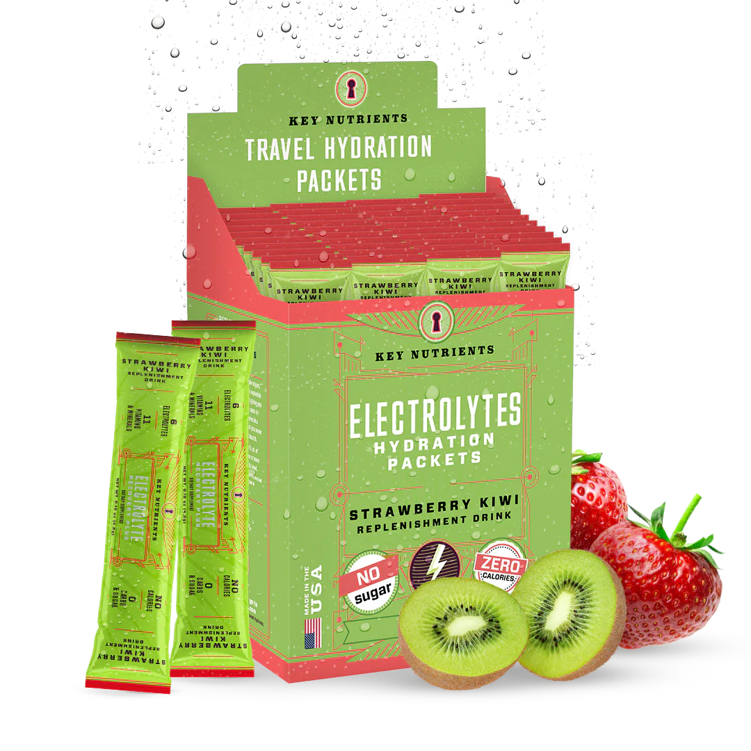 Key Nutrients Electrolyte Recovery Plus Powder in Lemonade flavor, sugar-free electrolyte supplement with 90 servings.