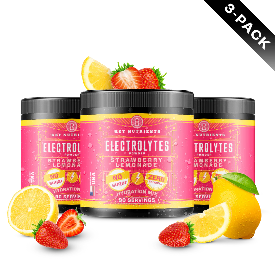 Key Nutrients Electrolyte Recovery Plus Powder in Lemonade flavor, sugar-free electrolyte supplement for hydration and recovery.