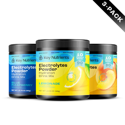 Fan favorites of Key Nutrients Electrolyte Recovery Plus Powder, sugar-free electrolyte mix in a colorful packaging.